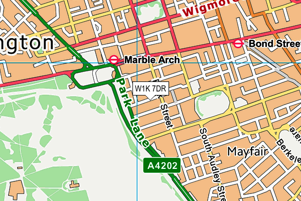 W1K 7DR map - OS VectorMap District (Ordnance Survey)