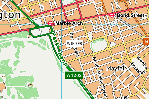 W1K 7EB map - OS VectorMap District (Ordnance Survey)