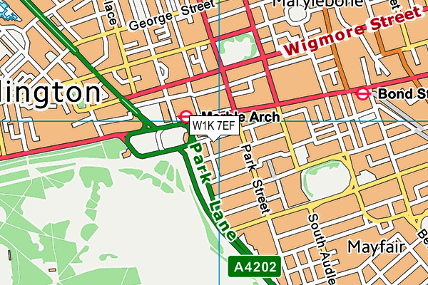 W1K 7EF map - OS VectorMap District (Ordnance Survey)