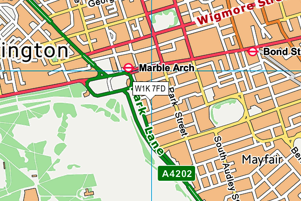 W1K 7FD map - OS VectorMap District (Ordnance Survey)