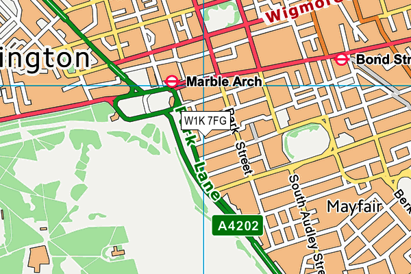 W1K 7FG map - OS VectorMap District (Ordnance Survey)