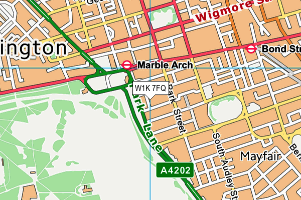 W1K 7FQ map - OS VectorMap District (Ordnance Survey)
