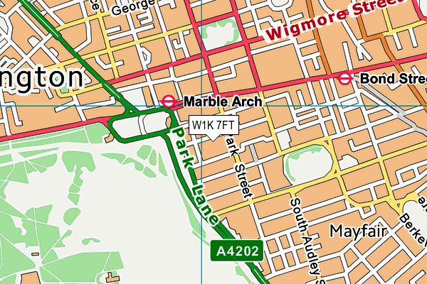 W1K 7FT map - OS VectorMap District (Ordnance Survey)