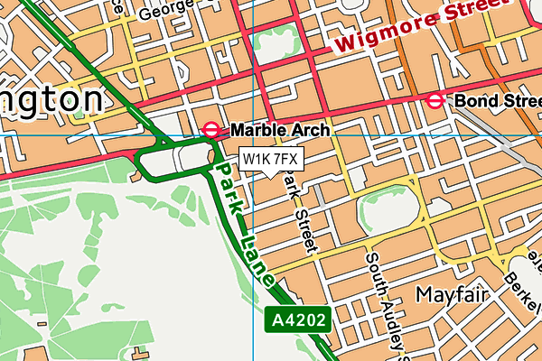 W1K 7FX map - OS VectorMap District (Ordnance Survey)