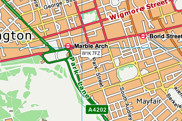 W1K 7FZ map - OS VectorMap District (Ordnance Survey)