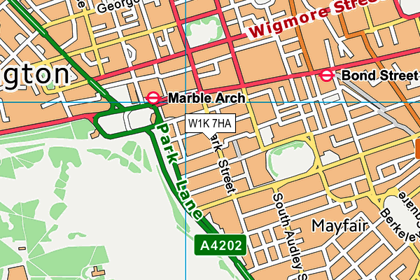 W1K 7HA map - OS VectorMap District (Ordnance Survey)