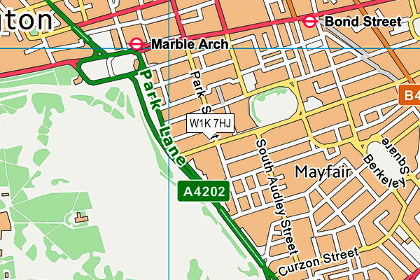 W1K 7HJ map - OS VectorMap District (Ordnance Survey)