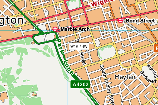 W1K 7HW map - OS VectorMap District (Ordnance Survey)