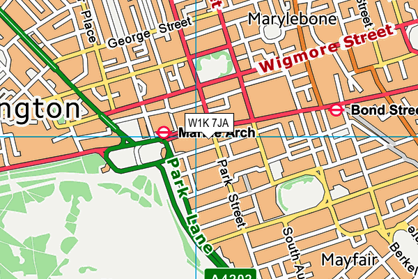 W1K 7JA map - OS VectorMap District (Ordnance Survey)