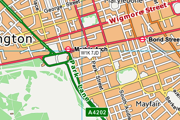 W1K 7JD map - OS VectorMap District (Ordnance Survey)
