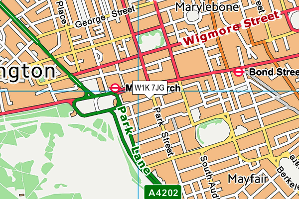 W1K 7JG map - OS VectorMap District (Ordnance Survey)