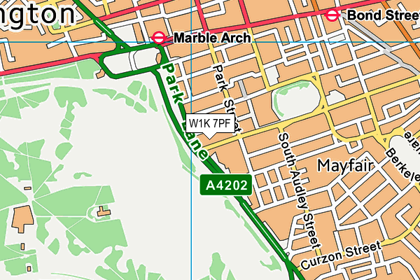 W1K 7PF map - OS VectorMap District (Ordnance Survey)