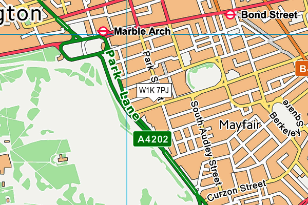 W1K 7PJ map - OS VectorMap District (Ordnance Survey)