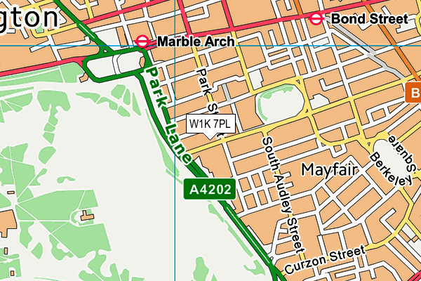 W1K 7PL map - OS VectorMap District (Ordnance Survey)