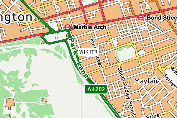 W1K 7PR map - OS VectorMap District (Ordnance Survey)