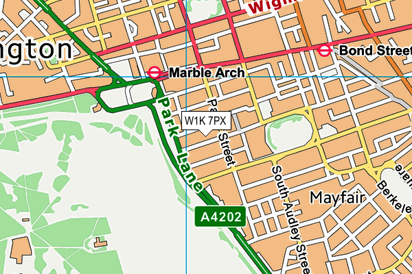 W1K 7PX map - OS VectorMap District (Ordnance Survey)