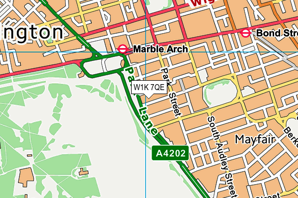 W1K 7QE map - OS VectorMap District (Ordnance Survey)