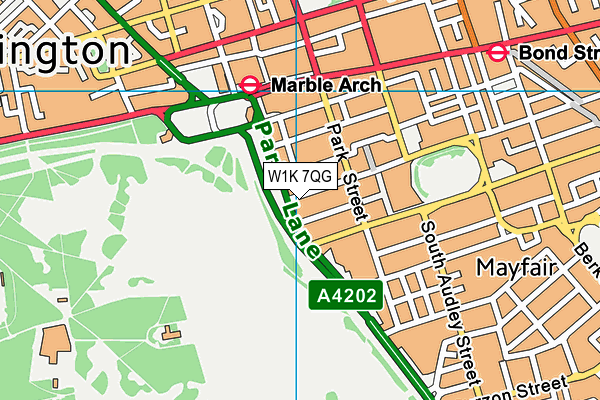 W1K 7QG map - OS VectorMap District (Ordnance Survey)