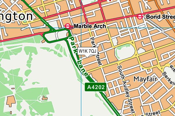 W1K 7QJ map - OS VectorMap District (Ordnance Survey)