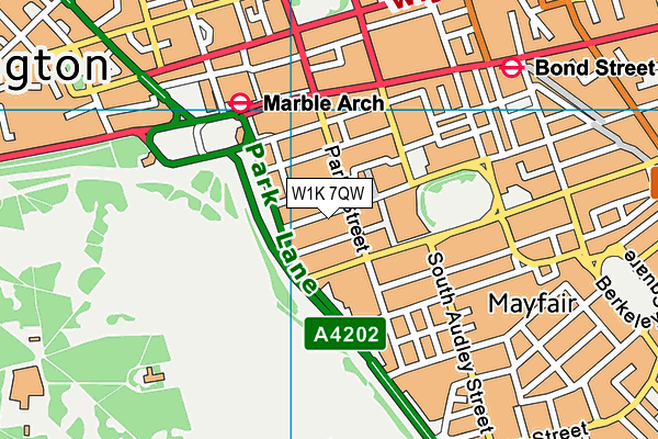 W1K 7QW map - OS VectorMap District (Ordnance Survey)