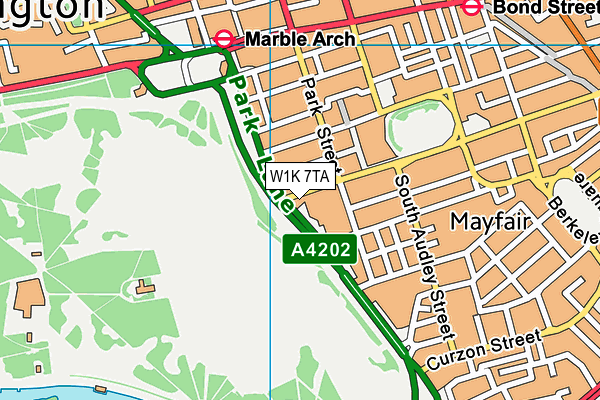 W1K 7TA map - OS VectorMap District (Ordnance Survey)