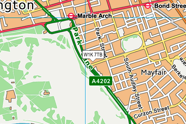 W1K 7TB map - OS VectorMap District (Ordnance Survey)