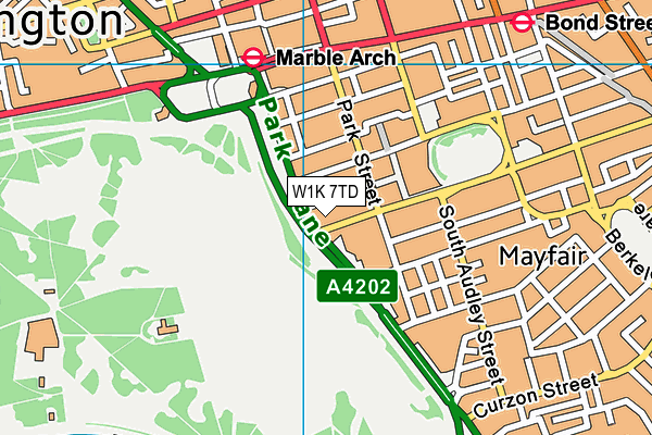 W1K 7TD map - OS VectorMap District (Ordnance Survey)
