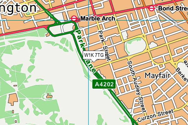 W1K 7TG map - OS VectorMap District (Ordnance Survey)