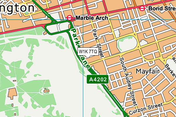 W1K 7TQ map - OS VectorMap District (Ordnance Survey)