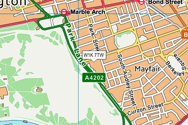 W1K 7TW map - OS VectorMap District (Ordnance Survey)