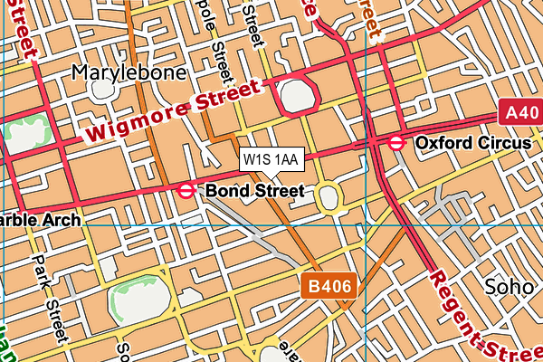 W1S 1AA map - OS VectorMap District (Ordnance Survey)