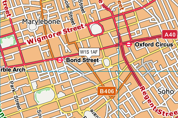 W1S 1AF map - OS VectorMap District (Ordnance Survey)