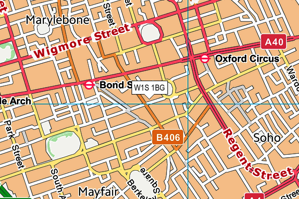 W1S 1BG map - OS VectorMap District (Ordnance Survey)