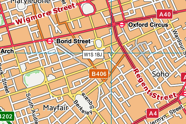 W1S 1BJ map - OS VectorMap District (Ordnance Survey)