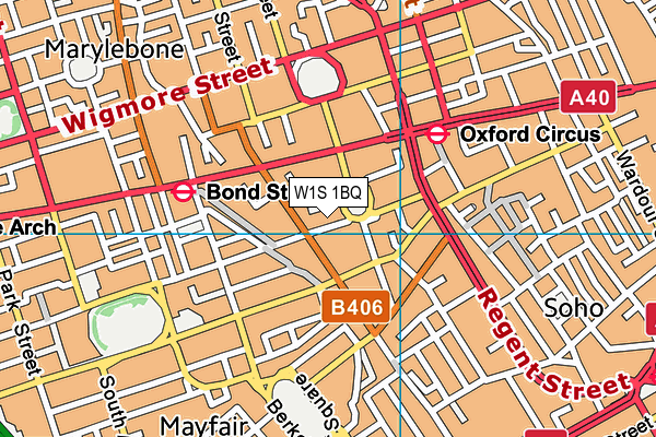 W1S 1BQ map - OS VectorMap District (Ordnance Survey)