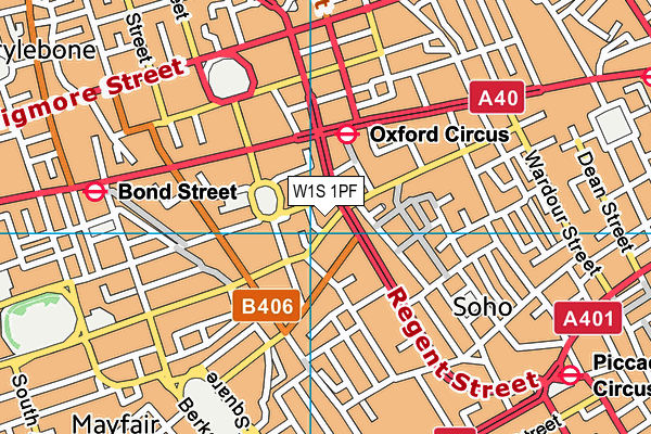 W1S 1PF map - OS VectorMap District (Ordnance Survey)