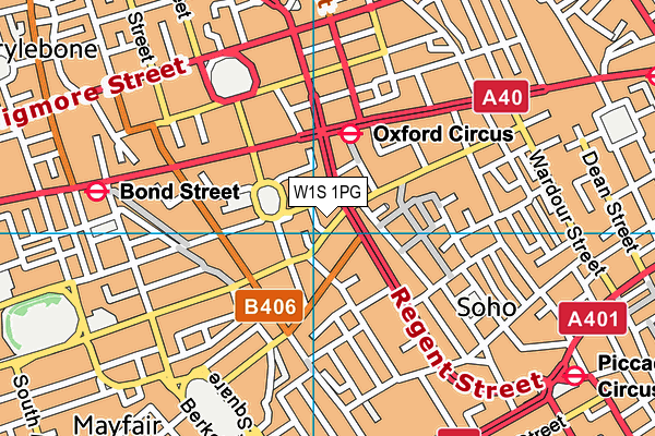 W1S 1PG map - OS VectorMap District (Ordnance Survey)
