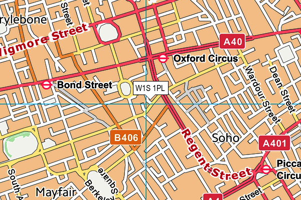 W1S 1PL map - OS VectorMap District (Ordnance Survey)