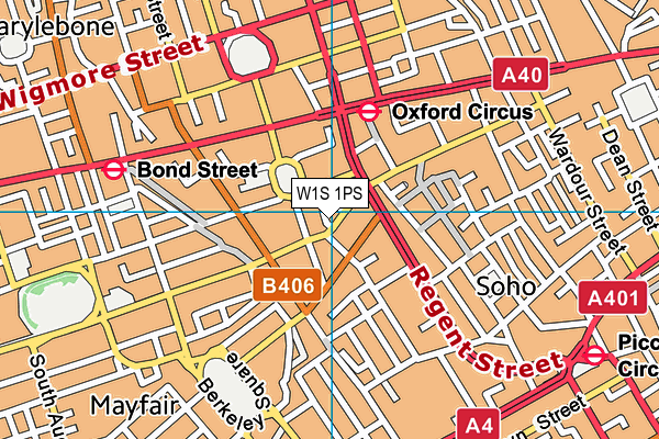 W1S 1PS map - OS VectorMap District (Ordnance Survey)