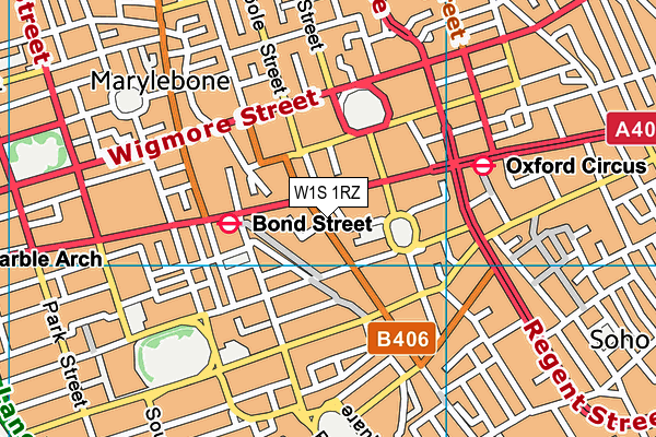 W1S 1RZ map - OS VectorMap District (Ordnance Survey)