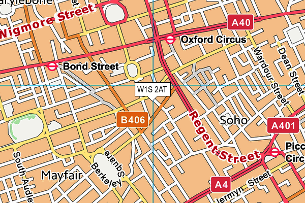 W1S 2AT map - OS VectorMap District (Ordnance Survey)