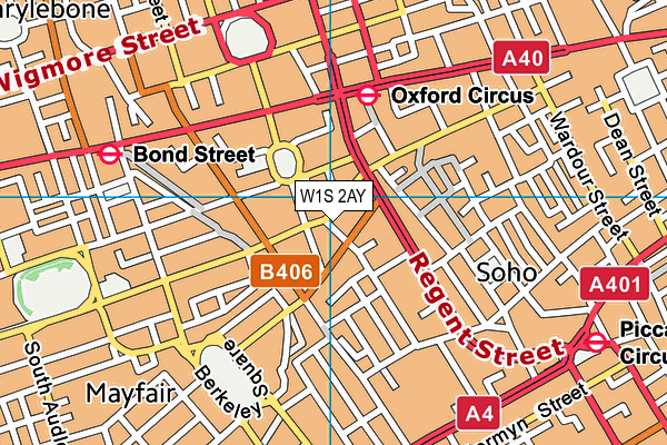 W1S 2AY map - OS VectorMap District (Ordnance Survey)