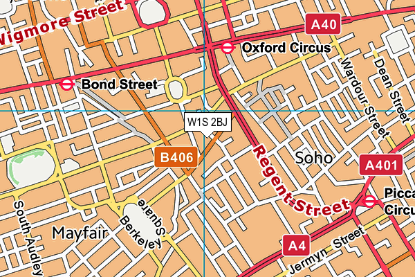 W1S 2BJ map - OS VectorMap District (Ordnance Survey)