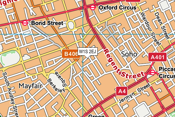 W1S 2EJ map - OS VectorMap District (Ordnance Survey)