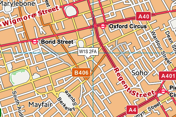 W1S 2FA map - OS VectorMap District (Ordnance Survey)