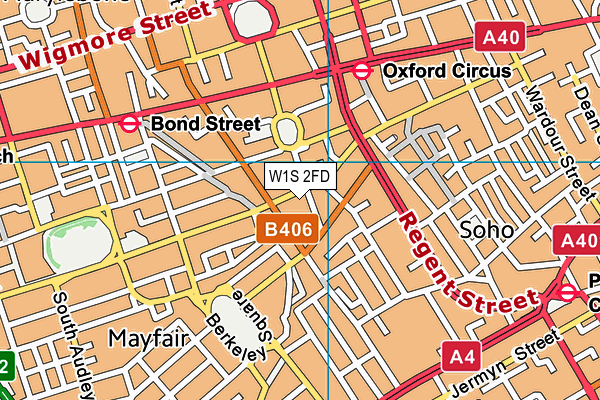 W1S 2FD map - OS VectorMap District (Ordnance Survey)