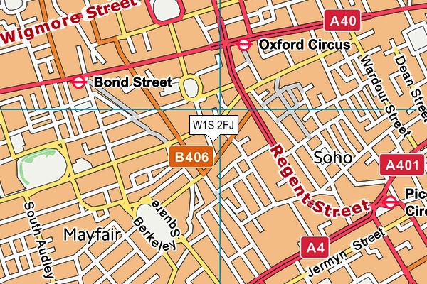 W1S 2FJ map - OS VectorMap District (Ordnance Survey)