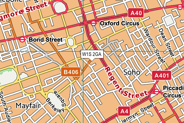 W1S 2GA map - OS VectorMap District (Ordnance Survey)