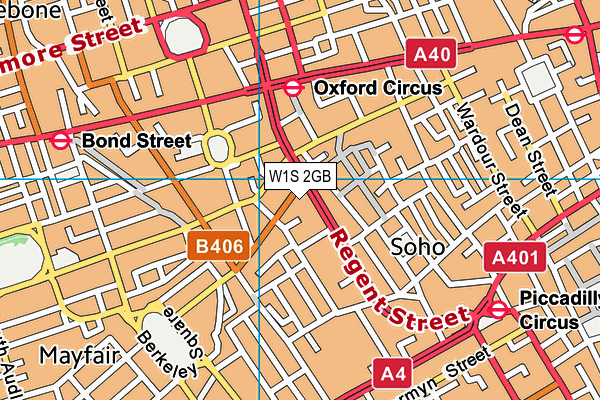 W1S 2GB map - OS VectorMap District (Ordnance Survey)