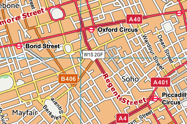 W1S 2GF map - OS VectorMap District (Ordnance Survey)